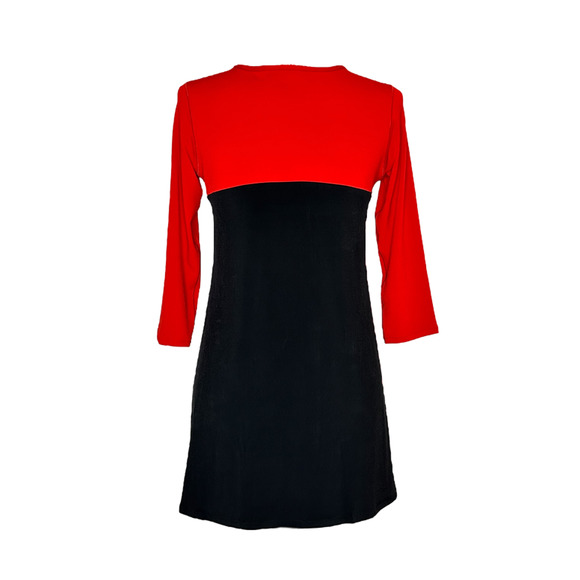 Women's Dressy Tunic Front Cut Out Size L Eva Varro Red Black 3/4 Sleeve NWT - Picture 4 of 4